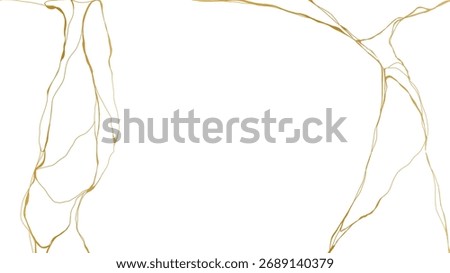 luxury marble texture pattern of Golden kintsugi crack. Vector horizontal backdrop poster background with intertwine graceful veins. gold broken seams