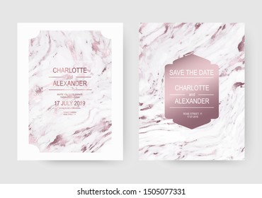 Luxury marble wedding design invitation backgrounds with rose gold texture.