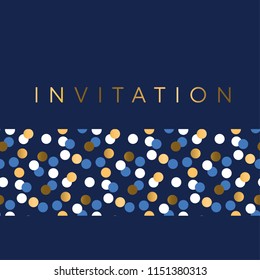 Luxury Marine geometric pattern for invitation. Geometry stock vector illustration. Gold and sea blue colors design element for elegant festive projects and awards.  