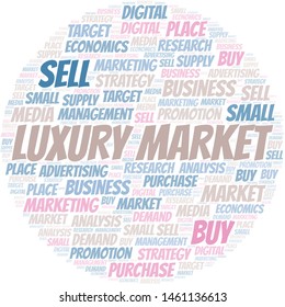 Luxury Market word cloud. Vector made with text only