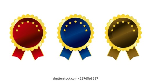 Luxury medal ribbon set Vector material