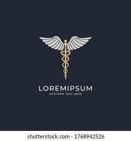 Luxury Medical Caduceus Premium Logo Design