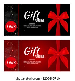 Luxury Members, Gift Card Template for a festive gift card, coupon and certificate with ribbons and gift box for your Business Vector Illustration EPS10