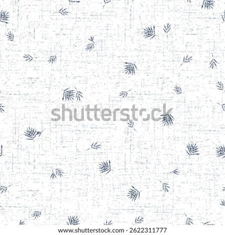 Luxury Men's Shirt Repeat Pattern, Masculine Seamless Pattern, Blue Ditsy Leaves Texture Grunge Background, Geometric, Folk Design