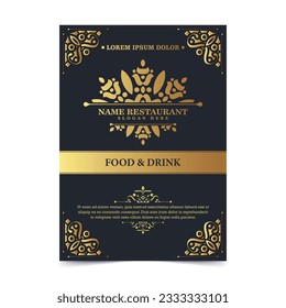 Diseño de menú de lujo con elementos ornamentales.
