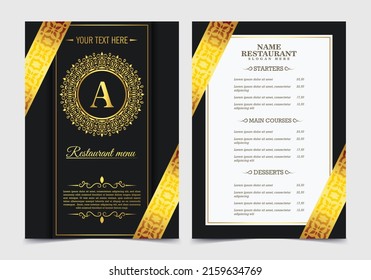 Luxury Menu restaurant with ornamental Elements.