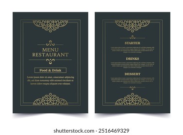 Restaurante de menú de lujo con Elementos ornamentales.