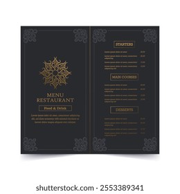 Luxury Menu restaurant with ornamental Elements.