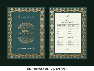 Luxury Menu restaurant with ornamental Elements.