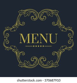Luxury menu template flourishes calligraphic elegant ornament lines. Business sign, monogram identity for Restaurant, Boutique, Cafe, Hotel, Heraldic, Jewelry, Fashion and other vector illustration