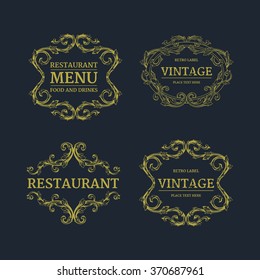 Luxury menu template flourishes calligraphic elegant ornament lines. Business sign, monogram identity for Restaurant, Boutique, Cafe, Hotel, Heraldic, Jewelry, Fashion and other vector illustration