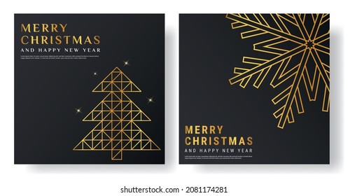 Luxury Merry Christmas and Happy New Year 2022 Season Greeting and Invitation Card with Geometric Shapes