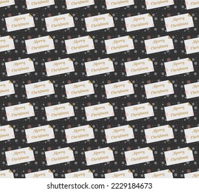 Luxury Merry Christmas postcard with snowflakes, 16x9 vector, seamless pattern