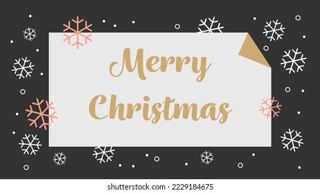Luxury Merry Christmas postcard with snowflakes, 16x9 vector