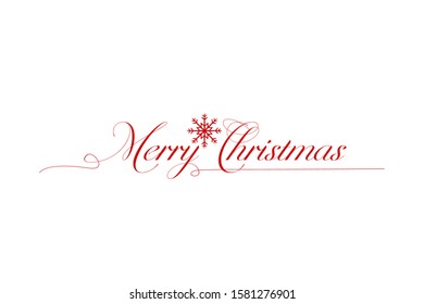 Luxury merry christmas text with snoflake vector on white background