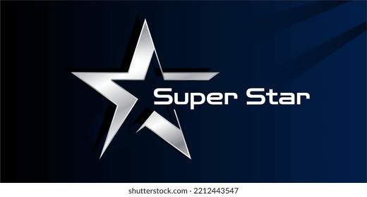 Luxury Metal Silver super star logo design template Elegant Star logo design