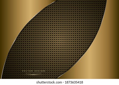 Luxury metallic background of gold and silver with perforated texture modern design.