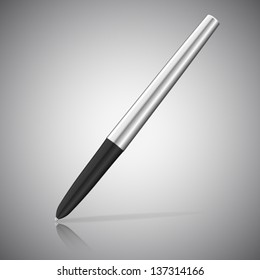 Luxury metallic ball pen. Vector illustration