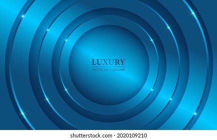 Luxury metallic blue 3d abstract concept geometric background with circles and lights. 3d iron blue rounds. Vector illustration.