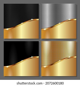 Luxury metallic gold banner set with text space on textured. vector illustration.