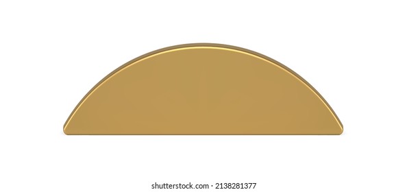 Luxury metallic golden realistic semicircle podium pedestal vertical wall 3d template front view vector illustration. Minimalist circle curved platform tribune geometric shape figure foundation