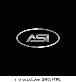 Logo de diseño creativo de negocios geométricos ASI iniciales metálicos de lujo