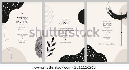 Luxury minimal black and beige invitation card set
