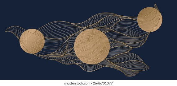 Luxury Minimal Design with Linear Hand Drawn Texture. Line Art Minimalist Background of Waves Motion Texture. Trendy Modern Artistic Abstract Vector Background Design. Not AI
