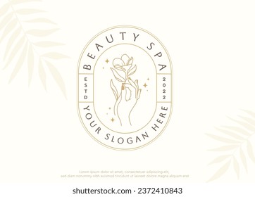 Luxury minimal floral botanical beauty spa logo