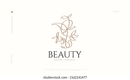 Luxury and Minimal Flower Logo, Suitable for Spa, Beauty, Salon, or Cosmetics Brand. Floral and Leaves Logo Illustration