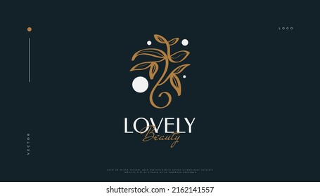 Luxury and Minimal Flower Logo, Suitable for Spa, Beauty, Salon, or Cosmetics Brand. Floral and Leaves Logo Illustration