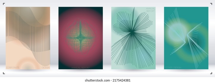 Luxury Minimal Geometric Vector Poster Design with Lines and Gradient Colorful Circles. Collection of Abstract Backgrounds for Covers, Flyers, Templates, Booklets, Cards, Brochures, Branding, etc.