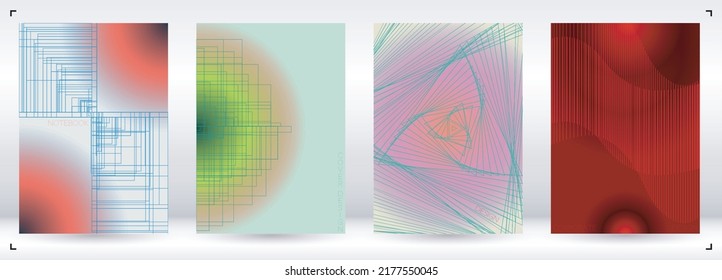 Luxuriöse minimale geometrische Vektorplakatdesign mit Linien und Farbkreisen. Sammlung abstrakter Hintergründe für Umschläge, Flyer, Vorlagen, Broschüren, Karten, Broschüren, Branding usw.