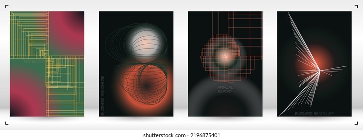Luxury Minimal Geometric Vector Poster Design with Lines and Gradient Colorful Circles. Set of Abstract Backgrounds for Covers, Flyers, Templates, Booklets, Cards, Brochures, Branding, etc.
