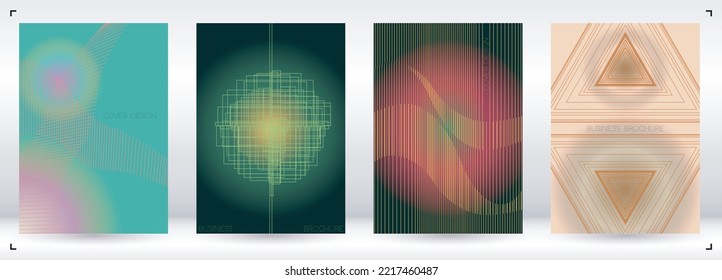 Luxuriöse minimale geometrische Vektorplakatdesign mit Linien und Farbkreisen. Sammlung abstrakter Hintergründe für Umschläge, Flyer, Vorlagen, Broschüren, Karten, Broschüren, Branding usw.