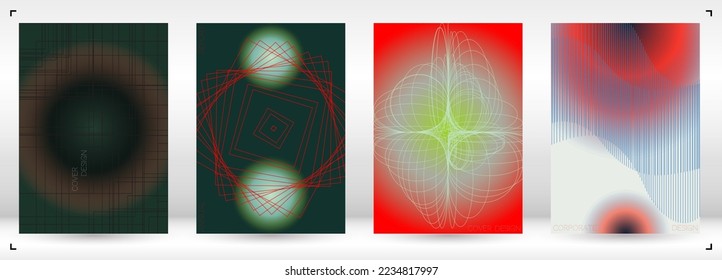 Luxury Minimal Geometric Vector Poster Design with Lines and Gradient Colorful Circles. Set of Abstract Backgrounds for Covers, Flyers, Templates, Booklets, Cards, Brochures, Branding, etc.