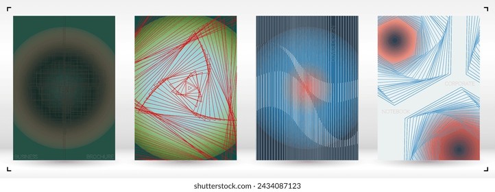 Luxury Minimal Geometric Vector Poster Design with Lines and Gradient Colorful Circles. Set of Abstract Backgrounds for Covers, Flyers, Templates, Booklets, Cards, Brochures, Branding, etc.