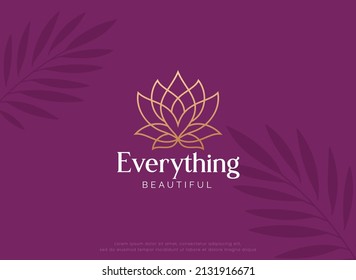 luxury minimal linear lotus flower beauty spa logo design