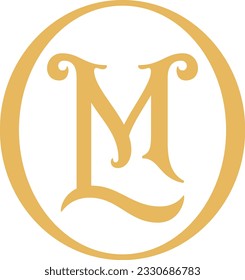 Luxury minimal ML monogram design with elegance
