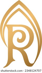 Luxury Minimal R monogram Design vector logo