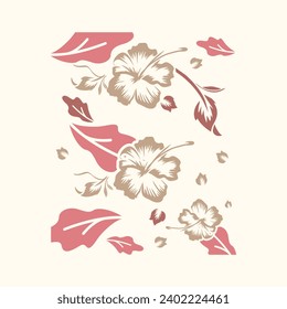 Luxury minimal style wallpaper with golden line art flower and botanical leaves, Organic shapes, Watercolor. Vector background for banner, poster, Web and packaging.