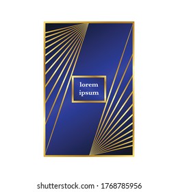 Luxury Minimalism Gold Blue Cover Art. Vector Geometric Abstract Line Pattern for Poster Design. Set of Minimal Covers for Business Brochures.