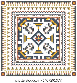Luxury minimalist abstract background design texture.
Geometric ethnic square scarf. Traditional tribal Aztec ornament illustration design for prints, textile, fabric. Indian  traditional print.