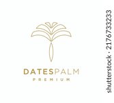 Luxury Minimalist Date Palm Gold Logo design Template	