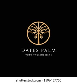 Luxury Minimalist Date Palm Gold Logo Design Template