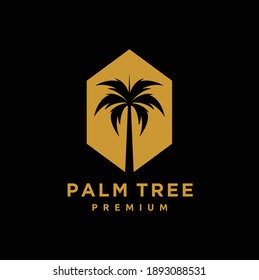 Luxury Minimalist Date Palm Gold Logo design Template