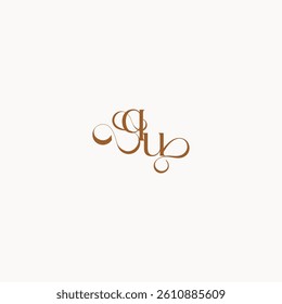 luxury minimalist logo design UQ caligraphic style monogram letter wedding initial concept