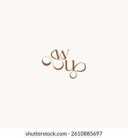 luxury minimalist logo design UW caligraphic style monogram letter wedding initial concept