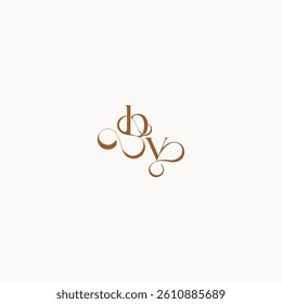 luxury minimalist logo design VB caligraphic style monogram letter wedding initial concept