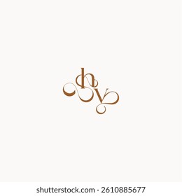 luxury minimalist logo design VH caligraphic style monogram letter wedding initial concept